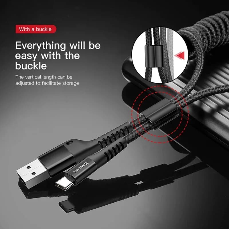 Cáp USB-C sạc nhanh co giãn lò xo cho ô tô